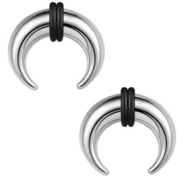ZS 2Pcs Pincher Tapers Septum Rings, 2G 4G 6G 8G 10G 14G 16G Buffalo Horseshoe Stretcher Expander Piercing for Stretching Pierced Nose Ear Gauge (4g,16mm)