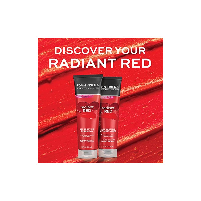 John Frieda Radiant Red Red Boosting, Champú, Rojo Radiante, 8.3