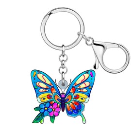 WEVENI Cute Butterfly Keyring Acrylic Butterfly Key Ring Bag Car Accessories Gifts for Women Girls, Sky
