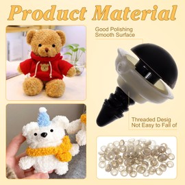 8mm Safety Eyes for Crocheting, Eyes for Crochet Animals, 100Pcs Stuffed Animal Eyes, Crochet Eyes for Animals Teddy Bear Crochet Toy Doll Making DIY Supplies Accessories(Brown)