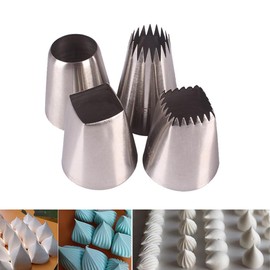 Tumtanm Large Piping Nozzles, 4Pcs #9FT #F02#F06#R22L Stainless Steel Seamless Icing Piping Nozzle Tip Set for Cupcakes and Baking