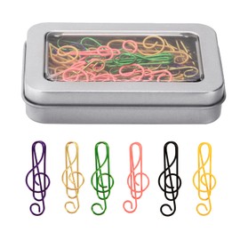 Pack of 60 Music Paper Clips Coloured Music Note Clips Metal Paper Clips Mini Bookmark Clip for Documents Organising, Scrapbooking, Notebook (6 Colours)