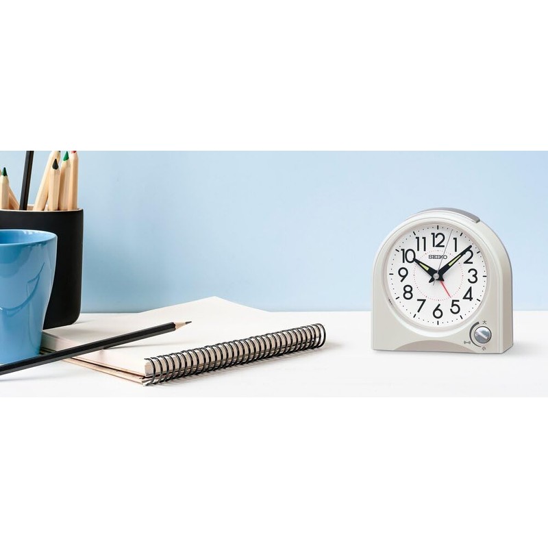 Seiko Clock KR520W Alarm Clock, Analog White Pearl, 4.5 x