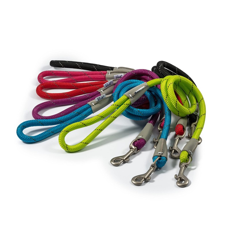 Ancol Viva Reflective Rope and Real Leather Snap Lead 107