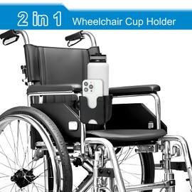 Accmor 2-in-1 Walker Cup Holder with Phone Holder, Wheelchair Cup Holder, Rollator Cup Holder, Cup Phone Holder for Walker, Wheelchair, Rollator, Mobility Scooter