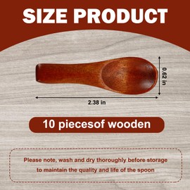 10pcs Tiny Wooden Spoons for Spices, 2.36x0.71 Inch Mini Condiment Spoons, Short Handle Wooden Teaspoons for Salt, Sugar, Honey, Coffee, Mustard, Cooking and Serving
