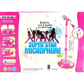 Super Star Kids Karaoke Stand Up Microphone, Smartphones and MP3 Player (Pink)