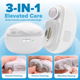 Aethora Electric Nail Clipper 3-in-1 with LED Light, Nail File & Dust Storage – Whisper-Quiet Electric Nail Trimmer, Safe for Babies, Seniors & Adults – Compact, Portable, Mess-Free Nail Care Tool