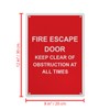 Fire Escape Door Keep Clear Of Obstruction Sign, 8.5 x