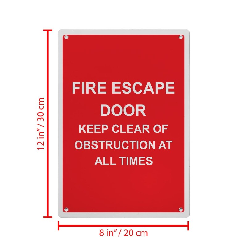 Fire Escape Door Keep Clear Of Obstruction Sign, 8.5 x