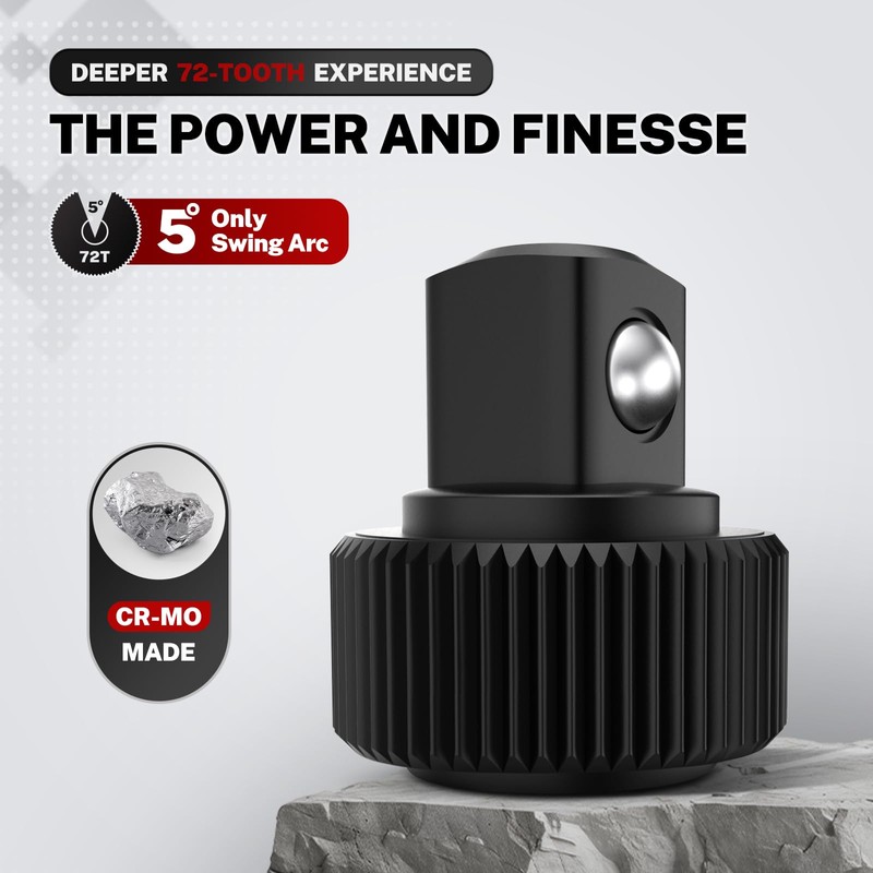 TOMMARS Stubby Ratchet Set, 1/4", 3/8", 1/2" Drive Ratchet Handle