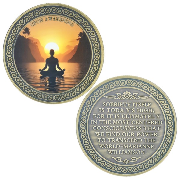 Upon Awakening Challenge Coin Sobriety Chip AA Recovery and Motivation