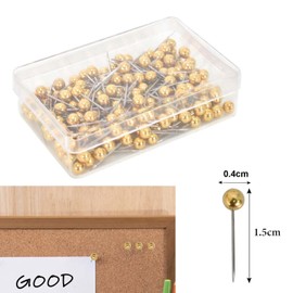 Pack of 400 Golden Push Pins with Large Head (4 x 15 mm) Pins for Bulletin Board, Cork Pin Board, Card and Marking - Decorative Pins for Office, School and Home