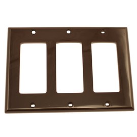 Leviton 80411-N 3-Gang Decora/GFCI Device Wallplate, Standard Size, Thermoset, Device Mount, Brown