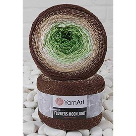 YarnArt - Hilo de algodón con purpurina a la luz de la luna, suave, ganchillo arcoíris, tela a mano con lurex metálico, brillante, pastel plateado, algodón multicolor, 1 madeja, peso 9.2 onzas, largo 393.3 pulgadas, 1 hilo fino (3272)