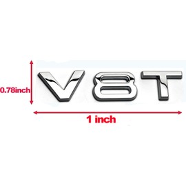 Fidida 2PC V8T Emblem Decal Car Numbers Letters Decal Plating Badge 3D Metal Style Fit for V8T Engine Car Truck