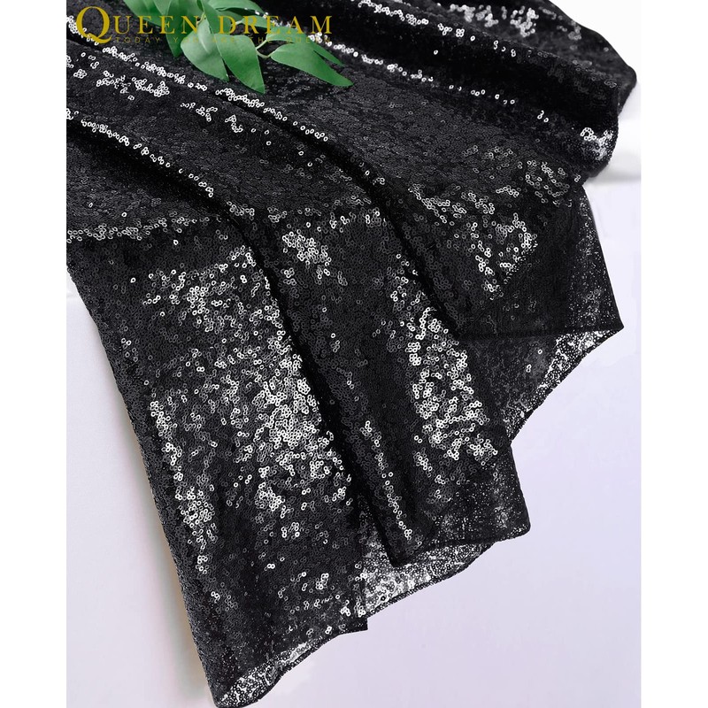 Black Table Skirts for Rectangle Tables 6ft Sequin Table Skirt