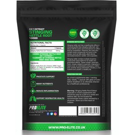Stinging Nettle Root | 30 Capsules Vegan - 24:1 Extract 12,000mg Nettle Root per Capsule | High Strength Stinging Nettle Alternative to Powder NO Fillers & Binders | Made in UK by PROELITE
