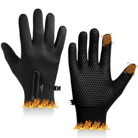 WFX - Guantes de ciclismo con pantalla tctil, trmicos, negros, guantes de invierno, clidos, resistentes al viento, antideslizantes, forro polar,...   