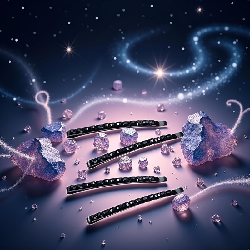 4 forcine per capelli con strass neri, forcine per capelli