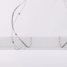 ESLIR Roman Blind No Drilling White Roman Curtain with Eyelets Transparent Curtains with U-Hooks Eyelet Roller Blind Modern Embroidered Grey W x H 100 x 140 cm 1 Piece