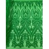 Mia Fabrics Inc. Damask Fabric - Green - Embroidered Design
