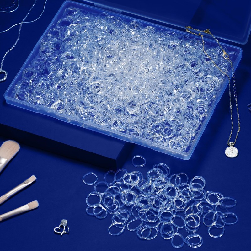 TsMADDTs Clear Rubber Bands, 1500PCS Small Hair Rubebr Bands No