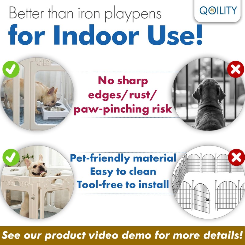Qoility Clear Acrylic Dog Playpen Indoor, Expandable Size & Flexible