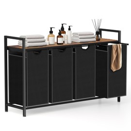 Sonharlar Laundry Hamper, Laundry Sorter with 4 Pull-Out Removable Oxford Fabric Bags Cloth Laundry Basket 4 x 10 Gallons (Black and Rustic Brown)