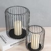 Cage Candleholder Set Matte Black Metal Cylinder Modern Simple Bird