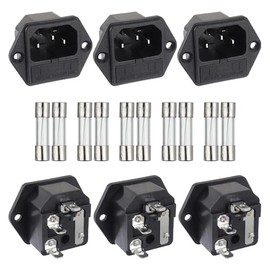 AC 250 V 10 A módulo de entrada de montaje 2 en 1 enchufe enchufe conector de entrada de alimentación cuchillas macho con fusible de 10 A (paquete de 6 unidades)