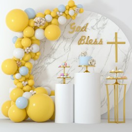 TUPARKA 102 pcs Yellow Balloons Garland Arch Kit Different Sizes 5 10 12 18 Inch Pastel Yellow Party Balloons for Birthday Baby Shower Sunflower Theme Party Decorations