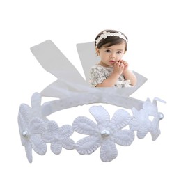 Rannyrena Lace Flower Bow-knot Baby Girls Headband Birthday Infant Wrap Elastic Baby Turban Hairband for Newborn Infant Toddler Kids (Style 10)