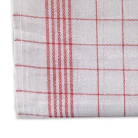 Bertsch Hotelwäsche GmbH Set of 10 tea towels made of half linen, chequered, red-white, 50 x 70 cm (red)