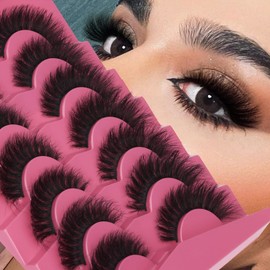 False Eyelashes Fluffy Thick 8D Volume Wispy Faux Mink Lashes Cat-Eye 16mm Dramatic Mink Lashes 7 Pairs Pack Eyelashes Multipack by FANXITON