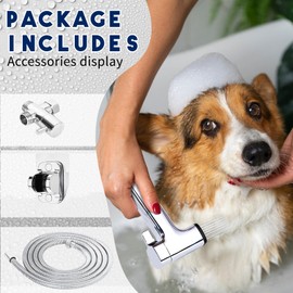 Dog Shower Attachment for Pet Bath,Dog Washing Hose Attachment,Dog Wash Sprayer Kit Includes 2-mode Dog Shower Handheld,118 Inches Stainless Steel Hose,G1/2" Metal Shower Diverter (Sprayer Kit)