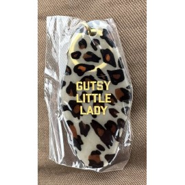 Gutsy, little lady, keychain, leopard print
