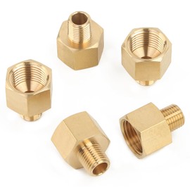 LTWFITTING Brass Pipe 1/2" Female x 1/4" Male NPT Adapter Fuel Gas Air(Pack of 5)