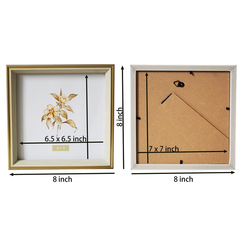 PLUSCHEN 7x7 Blue Beige Square Picture Frame, 7x7 Resin Photo
