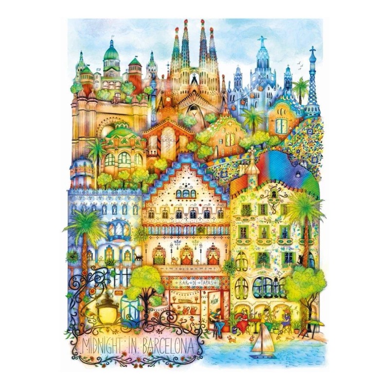 Playview Rompecabezas Barcelona De Noche Relax 1000 Pz Playview
