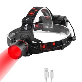 Faro LED rojo recargable Super brillante Caza faros impermeable linterna zoomable 3 modos faro para la caza Pesca Correr