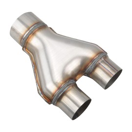 BATONECO Y Pipe 3 Inch ID Single to 2.25 Inch ID Dual Exhaust Adapter Connector, T409 Stainless Steel, Overall Length: Approx. 10", Universal