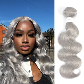 Body Wave Grey Human Hair Bundles (22inch，1PC) Brazilian Remy 9A Human Hair Weave Bundles 100% Human Hair Weft Extensions For Black Women