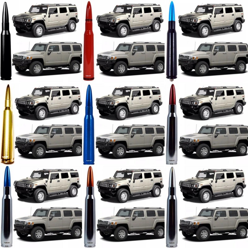 VMS RACING Chrome with Black Tip Bullet Antenna for Hummer
