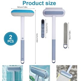 Pack of 2 Pet Hair Remover, Multifunctional, 3-in-1 Pet Hair Remover, Long Handle Lint Roller, Reusable Pet Hair Remover for Dog Hair and Cat Hair for Clothes, Furniture, Glass