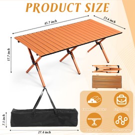 Suzile 2 Pack Foldable Low Picnic Table 4 ft Portable Lightweight Camping Table Fold Up Collapsible Roll up Metal Camp with Carry Bag for Party Patio Garden Outside Outdoor Beach(Nut Brown)