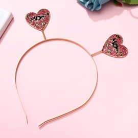 NVENF Diadema para el día de la madre para mujer, con diamantes de imitación, corazón de cristal, para el pelo, regalo del día de la madre (rojo rosa)