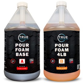 TRUE COMPOSITES Liquid Urethane Pour Foam Base-2 Part Closed Cell Rigid Pour Foam-4 lb Density-Fast-Acting Formula-Boat Buoyancy, Flotation, Filling, Soundproofing & Insulation-2 Gallon Kit
