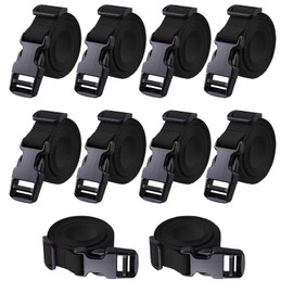 10 Packs 2.5cm Width Utility Strap with Quick-Release Buckle, Adjustable Nylon Straps Camping Luggage Backpack Bike Packing Strap 200cm Length for Outdoor Sports, Compression, Bundling (Black)