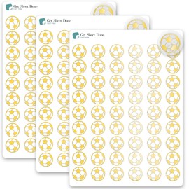 Soccer Icon Planner Sticker/54 Gold Foiled Vinyl (1/3”)/Football Sports Exercise Fitness Health Game Practice/Essential Productivity Life Planner Bujo Bullet Journaling (3 Sheets, Gold Foil)